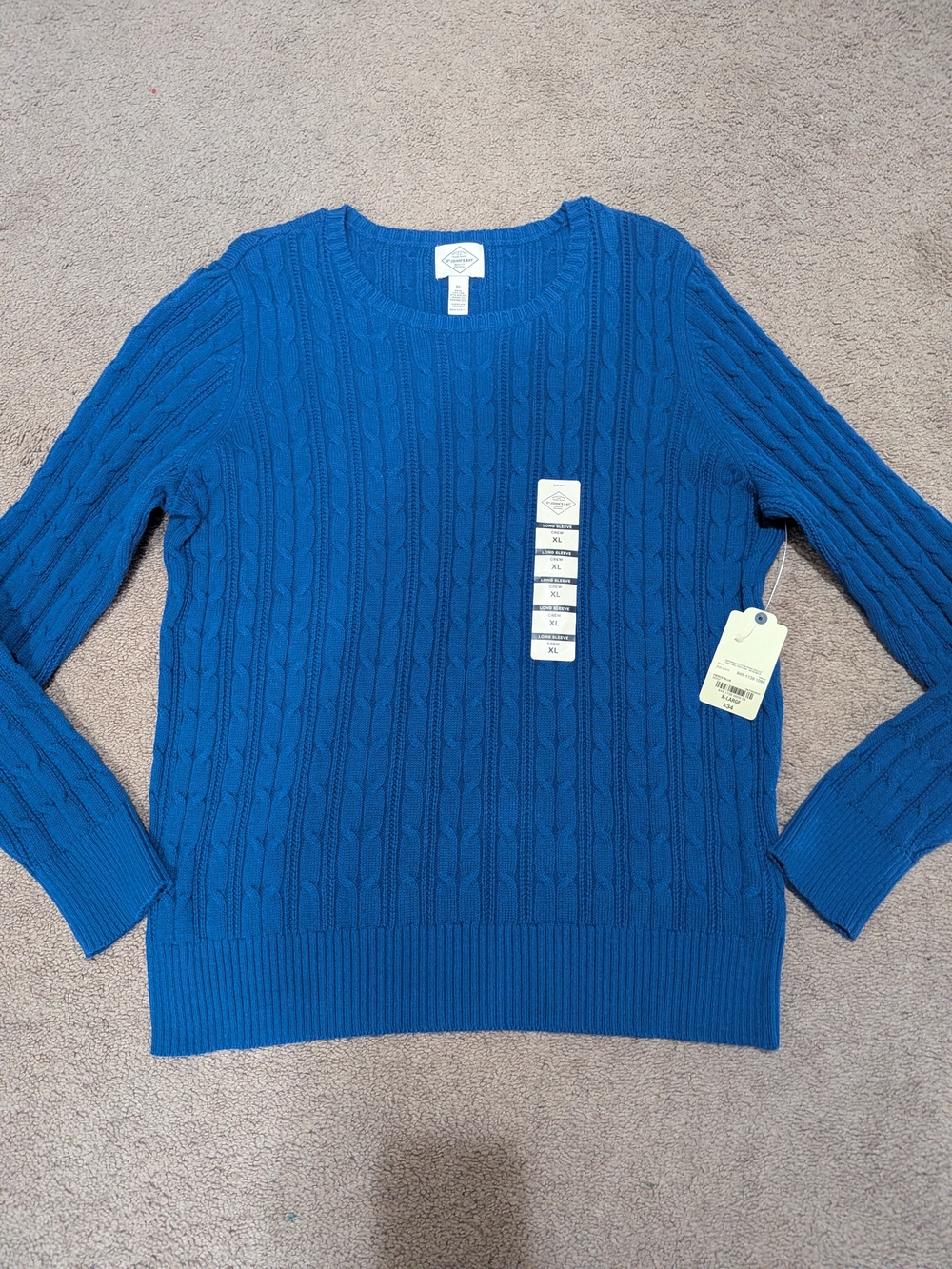St. John’s Bay Cable Knit Crewneck Sweater - Blue